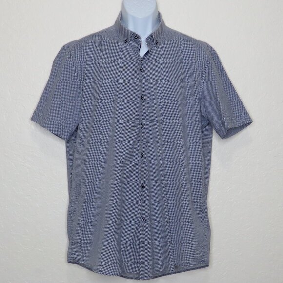 Guide London* Men's Short Sleeve Button Down Curved Hem Polka Dot Shirt~ Size XL - Picture 1 of 11